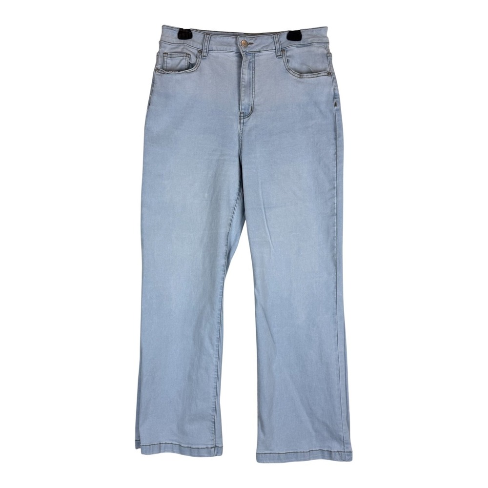 Ettelo Jeans Womens 14 Light Wash Blue High Rise Relaxed Straight Denim